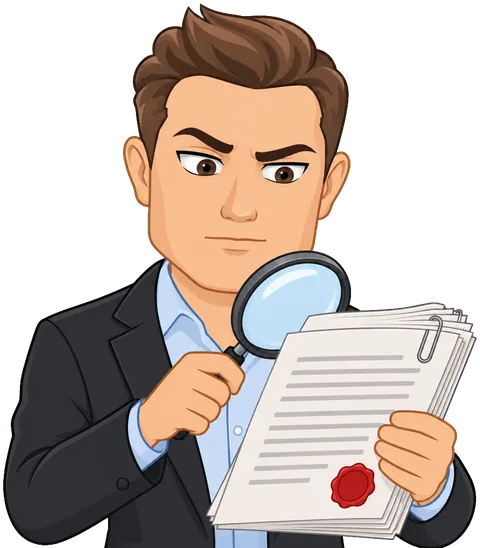 Mr. Talero studying official documents through a magnifying glass